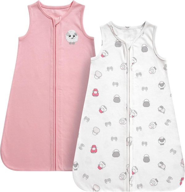 Baby Sleep Sack 18-24 Months 100% Cotton, Baby Boy Wearable Blanket 2-Way Zipper TOG 0.5, Breathable Lightweight Baby Sleeping Bag 2 Pack, Toddler Sleep Sacks 2t, Dinosaur, X-Large