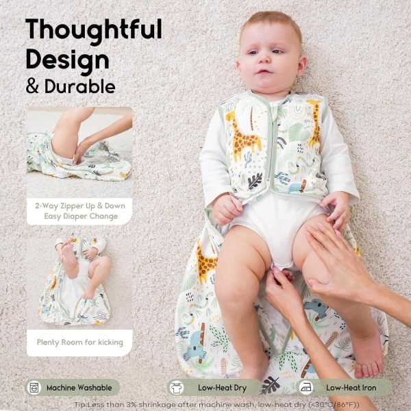 Baby Sleep Sack 6-12 Months 0.5 TOG Baby Wearable Blanket, 100% Cotton Infant Toddler Sleeping Sack 2-Way Zipper Lightweight Sleepsack, Giraffe