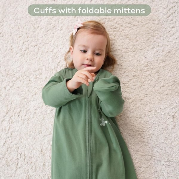 Baby Sleep Sack 6-12 Months Long Sleeve Wearable Blanket Baby 100% Cotton 2-Way Zipper 0.5 Tog Infants Sleeping Sack, Lightweight(Medium)
