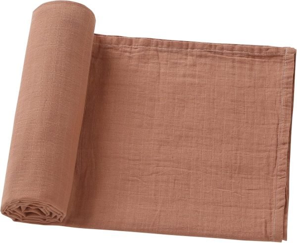 Muslin Swaddle Blankets for Boys and Girls, Soft Cotton Baby Swaddle Blankets for Unisex, 47 X 47 inches Muslin Swaddles, 4 Pack Leaves & Warmth Colors