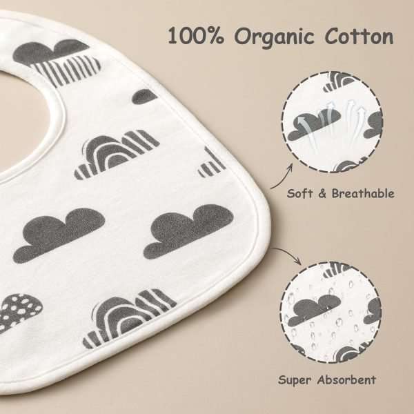 81nXAQbnziL._AC_SL1500 6 Pack Organic Baby Bibs for Unisex Boys Girls, Teething Baby Bib, Soft Cotton Baby Drool Bibs