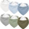 Muslin Baby Drool Bibs 6Pack Soft Triangular Adjustable Baby Bandana Bibs for Unisex Girls & Boys
