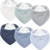 Muslin Baby Drool Bibs 6Pack Soft Triangular Adjustable Baby Bandana Bibs for Unisex Girls & Boys