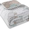 Ultra Soft Muslin Baby Blanket, Made of Viscose from Bamboo and Muslin from Cotton, A Versatile Swaddle and Bed Blanket for Babies, Toddlers, Boys, and Girls (Forest Elephant 1 Pack).