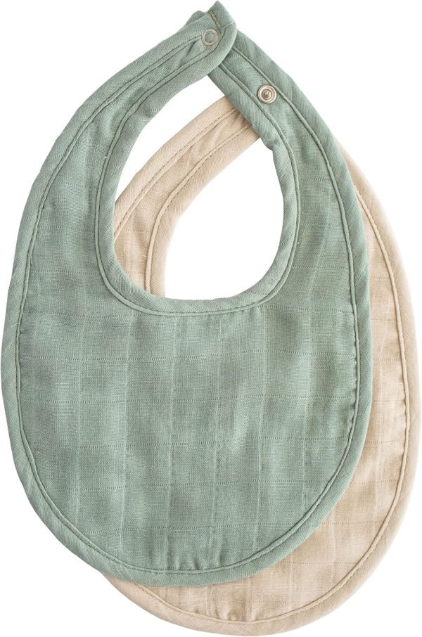 Muslin Baby Bib | Soft Cotton for Infant Drips, Drools & Feedings | Adjustable Fit | 2 Pack
