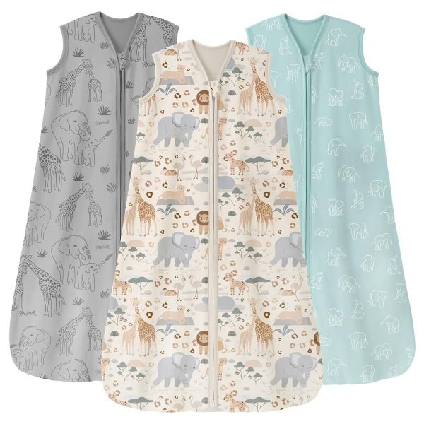 Baby Sleep Sack 6-12 Months 3 Pack 100% Cotton Lightweight 0.5 TOG Wearable Blanket Baby Sleep Bag with 2-Way Zipper for Newborn Infant Blue